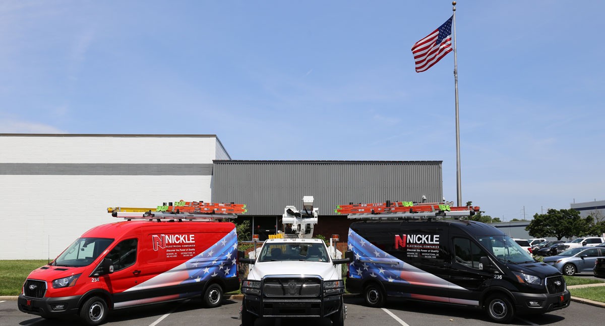 Nickle Electrical branded service vans and bucket truck